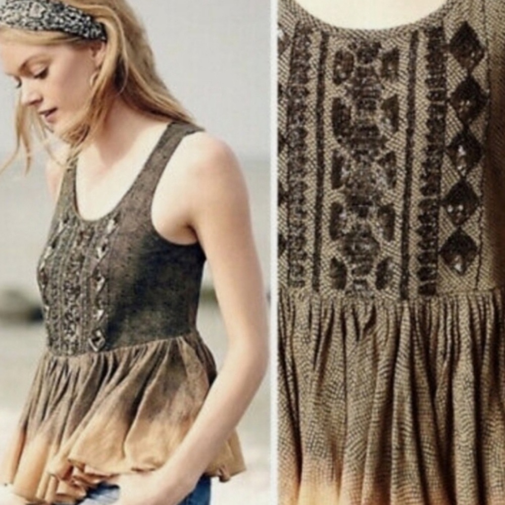 Anthropologie Akemi and Kin Beaded Peplum Top